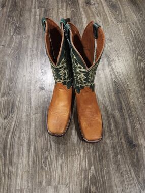Circle G Two-Tone Western Boots in Brown and Dark Green Brand New
